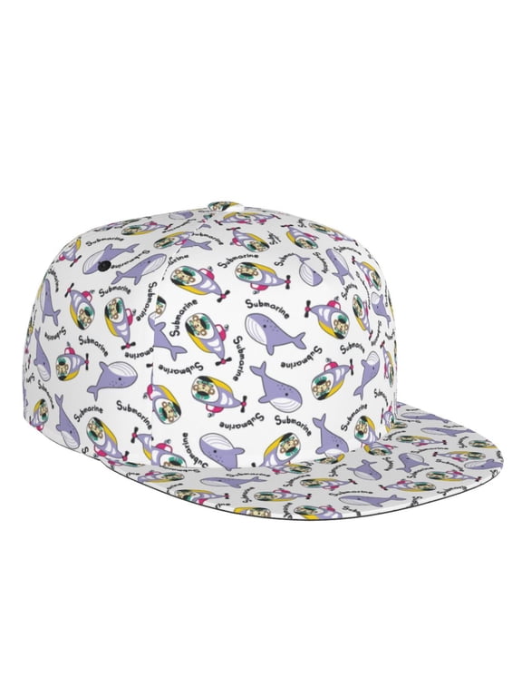 Monkey Submarine Captain Print Snapback Hat for Men Women,Adjustable Baseball Cap