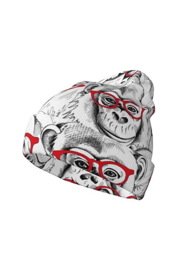 Monkey Winter Beanie for Men Women Beanie Knit Hat Cuffed Cap Beanie Knit Chunky Snow Cap