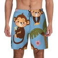 thumbnail image 1 of Kdxio Monkeys Swinging From Palms Print Men'S Swim Trunks With Compression Liner 7 Inch Inseam Quick Dry Swim Shorts, 1 of 7