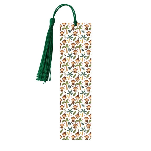 Kdxio Monkeys Swinging from Palms Print Metal Tassel Bookmarks,Perfect Gift for Art Lovers and Bookworms Metal Bookmarks for Women
