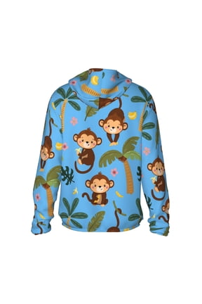 Monkeys Swinging from Palms Print Women Men Sun Protection UPF 50+ Jackets Zip Up Long Sleeve Hoodie Hiking Lightweight with Pockets