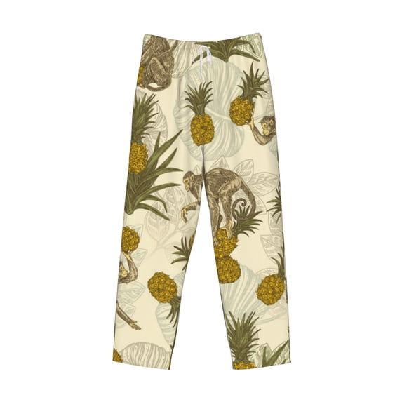 Kdxio Monkeys and Pinealpples Print Men's Sleep Pajama Pant Lounge Pants with Pockets