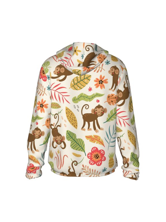 Monkeys in the Jungle Print Women Men Sun Protection UPF 50+ Jackets Zip Up Long Sleeve Hoodie Hiking Lightweight with Pockets