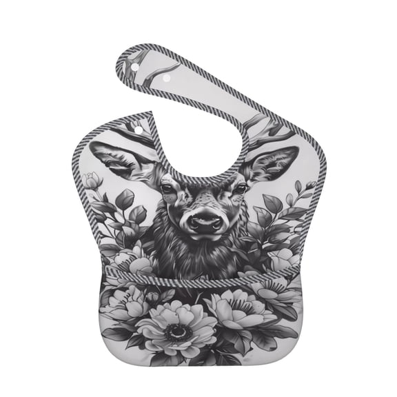 Kdxio Monochrome Deer Floral Bibs For Babies, Baby Bibs for Eating, Toddler Bibs, Waterproof Bibs, Feeding Bibs, for Toddlers, Boys, Girls