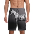 thumbnail image 1 of Kdxio Monochrome Leopard Horse Print Mens Sleep Shorts Bottoms Soft Comfy Pajama Wear Pants with Drawstring Pockets, 1 of 5