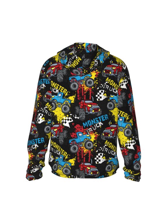 Monster Car Print Women Men Sun Protection UPF 50+ Jackets Zip Up Long Sleeve Hoodie Hiking Lightweight with Pockets