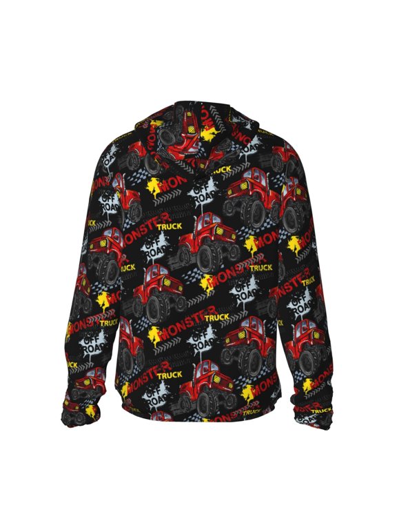 Monster Truck Print Women Men Sun Protection UPF 50+ Jackets Zip Up Long Sleeve Hoodie Hiking Lightweight with Pockets
