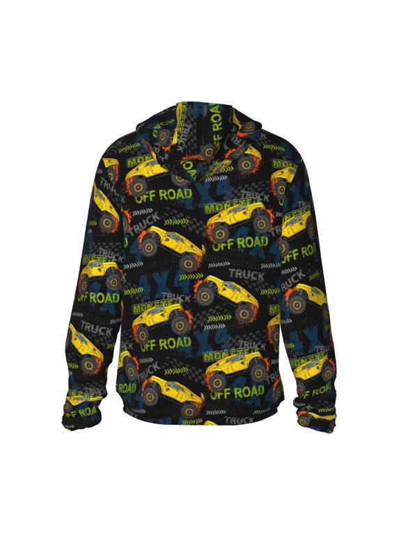 Monster Truck1 Print Women Men Sun Protection UPF 50+ Jackets Zip Up Long Sleeve Hoodie Hiking Lightweight with Pockets