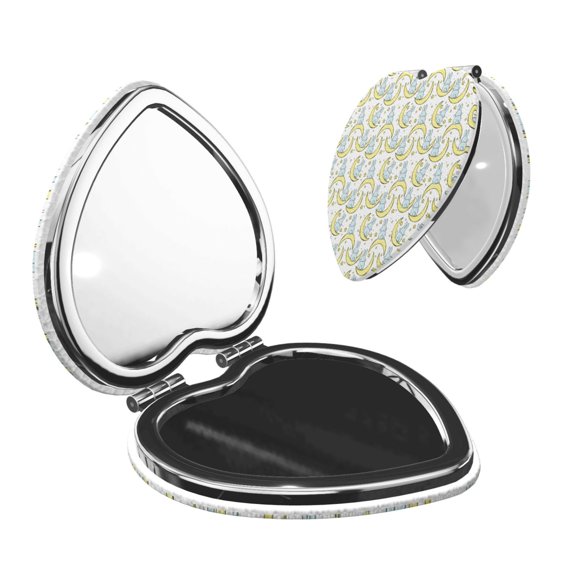 Kdxio Moon And Rabbit Pocket Mirror, 1X/2X Travel Makeup Mirror 2-Sided Folding Small Mirror Portable Double-Sided Magnifying Cosmetic Mirror for Gift-Heart Shape