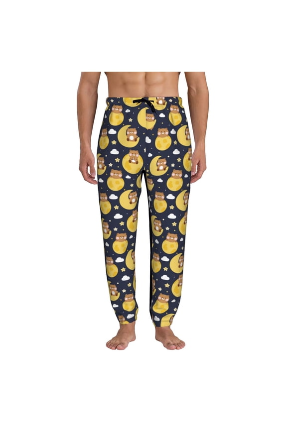 Moon Bear Pattern Joggers,Sweatpants for Men with Pockets-Large