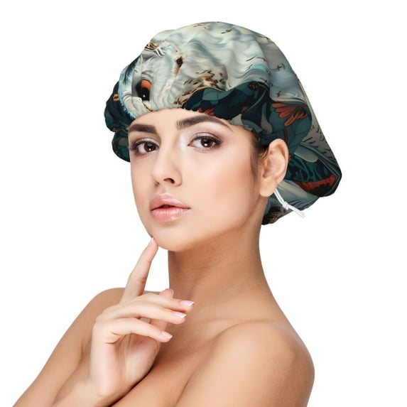 Kdxio Moon Flower White Owl Pattern Satin Bonnet Silk Bonnet Hair Bonnet for Sleeping Hair Bonnets for Women Curly Natural Hair