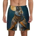 thumbnail image 1 of Kdxio Moon Night Sky Cute Rabbit Print Men's Swim Trunks with Compression Liner 7 Inch Inseam Quick Dry Swim Shorts, 1 of 5