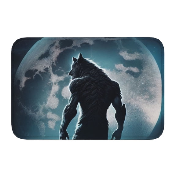 Kdxio Moon Wolf Warrior,16" x 24", Non-Slip Front Door Mats,Outdoor Welcome Mat Washable