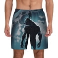 thumbnail image 1 of Kdxio Moon Wolf Warrior Print Men's Swim Trunks with Compression Liner 7 Inch Inseam Quick Dry Swim Shorts, 1 of 5