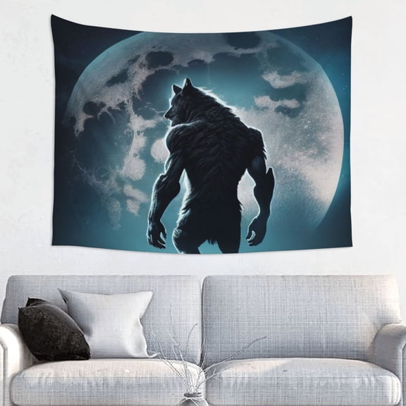 Kdxio Moon Wolf Warrior Wall Hanging Tapestries Banner For Bedroom College Dorm Home Living Room Party Decor 29X37 In