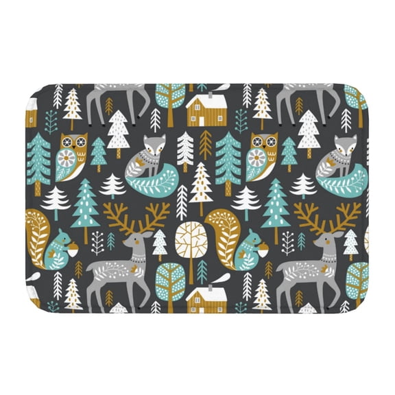 Kdxio Moose Squirrel owls tree,16" x 24", Non-Slip Front Door Mats,Outdoor Welcome Mat Washable