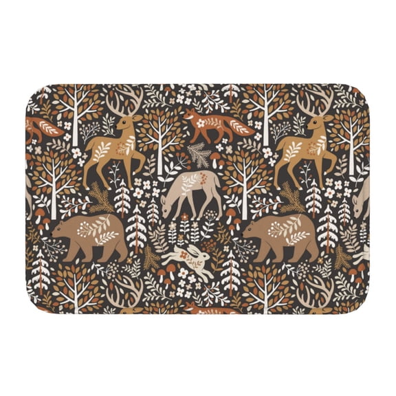Kdxio Moose fox bear leaf tree,16" x 24", Non-Slip Front Door Mats,Outdoor Welcome Mat Washable