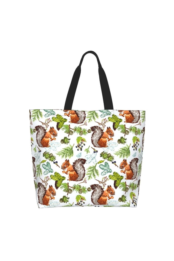 Mosaic Forest Squirrel Casual Tote Bags Women Big Capacity Shoulder Bag for Women Travel Shoulder Bags Handbags
