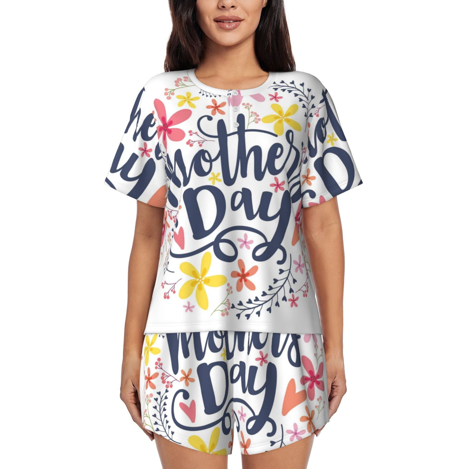 Kdxio Mother's Day Print Pajamas Sets for Women Short-Sleeved Pjs with ...