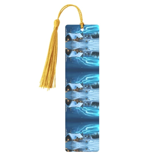Kdxio Mountain Cottage In Snow Print Metal Tassel Bookmarks,Perfect Gift for Art Lovers and Bookworms Metal Bookmarks for Women