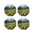thumbnail image 1 of Kdxio Mountain Daisy Meadow Funny Coasters,4 Pcs Leather Coasters,Housewarming Gifts,Protect Furniture from Water Marks Scratch and Damage, 1 of 1