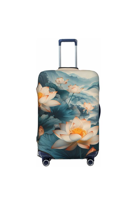 Mountain Lotus Serenity Pattern Luggage Cover for Travel,Elastic and Durable,Fits 18-32 Inch,Anti-Scratch Suitcase Protector-No luggage included