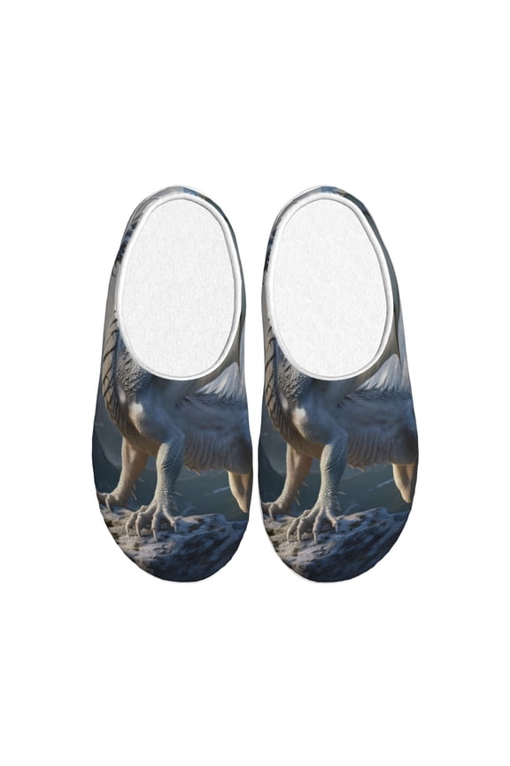 Mountain White Dragon Women's Men's Slippers Plush Slip-On House Slipper for Winter Indoor Soft Cushion Non-slip Fluffy Slides Slippers-11