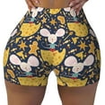 thumbnail image 1 of Kdxio Mouse Cheese Print Workout Shorts for Women Seamless Soft Smooth Gym Yoga Scrunch Active Shorts, 1 of 9