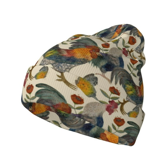 Kdxio Multi-Colored Roosters Winter Beanie for Men Women Beanie Knit Hat Cuffed Cap Beanie Knit Chunky Snow Cap