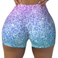 thumbnail image 1 of Kdxio Multicolor Glitter Print Workout Shorts for Women Seamless Soft Smooth Gym Yoga Scrunch Active Shorts, 1 of 9