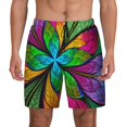 thumbnail image 1 of Kdxio Multicolored Beautiful Flower Print Men's Swim Trunks with Compression Liner 7 Inch Inseam Quick Dry Swim Shorts, 1 of 5