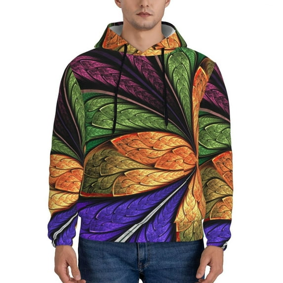Kdxio Multicolored Beautiful Flower1 Print Mens Casual Hooded Collar Drawstring Hoodies Pullover Sweatshirts Casual Long Sleeve Shirts-Small
