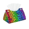 thumbnail image 1 of Kdxio Multicolored Butterflies Print Tissue Box Cover,Modern PU Leather Rectangular Tissue Box Holder for Bathroom Living Room Bedroom Office Desk Car Home, 1 of 9