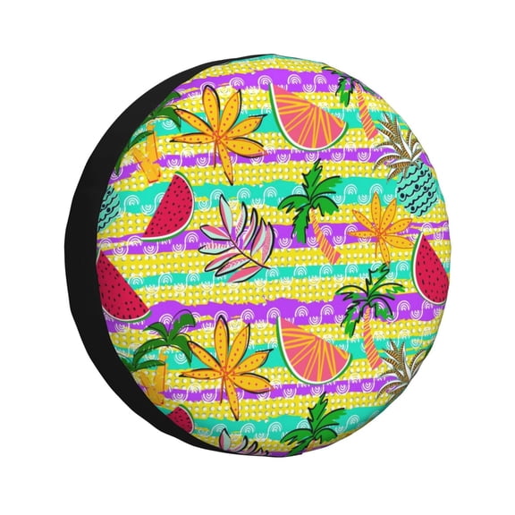 Kdxio Multicolored Tropical for Tire Cover Wheel Protectors Tyre Covers Weatherproof Wheel Covers Universal Fit for Trailer Rv SUV Truck Camper Travel Trailers 15 inch
