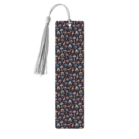 Kdxio Mushroom Doodle Print Metal Tassel Bookmarks,Perfect Gift for Art Lovers and Bookworms Metal Bookmarks for Women