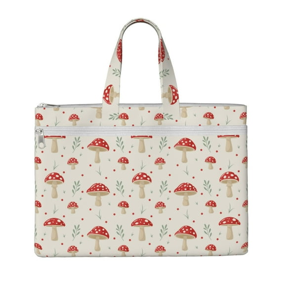 Kdxio Mushroom File Tote Document Bag Business Briefcase Bag Document Organizer Tote Briefcase for Letter A4 Files Business Teacher Office Bag