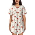 thumbnail image 1 of Kdxio Mushroom Print Pajamas Sets for Women Short-Sleeved Pjs with Lounge Shorts Two Piece Sleepwear S-4XL, 1 of 9