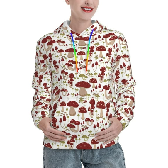 Kdxio Mushroom Print Womens Oversized Hoodies Sweatshirts Hooded Pullover Tops Sweaters Casual-Medium