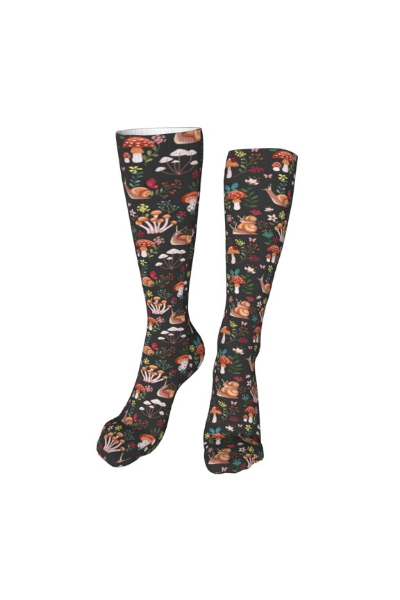 Mushroom Snail Funny Silky Novelty Funky Long Knee High Socks Soft 3D Print Cosplay Crazy Stockings for Men Women