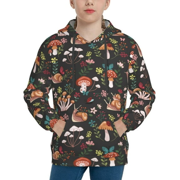 Kdxio Mushroom Snail Pattern Boys Athletic Unisex Boys Girls Hoodie with Pocket Sweatshirts-Medium