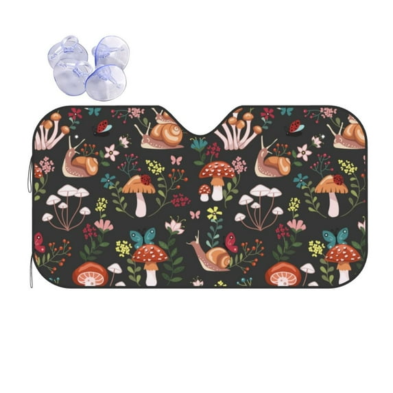 Kdxio Mushroom With Snails Print Front Windshield Sun Shade,Folding Auto Sunshade for Car Truck SUV-Medium