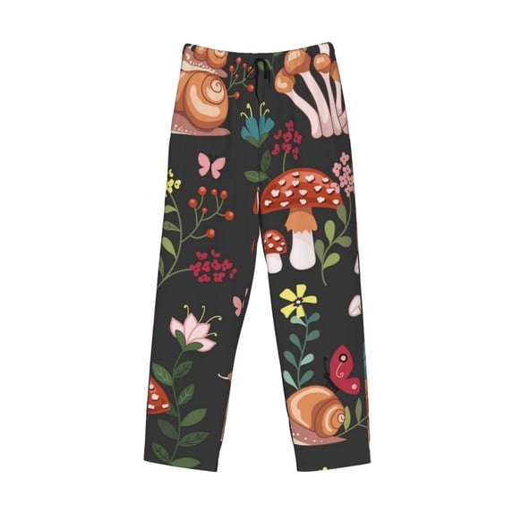 Kdxio Mushroom With Snails Print Men's Sleep Pajama Pant Lounge Pants with Pockets