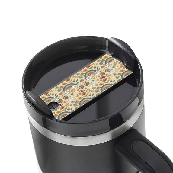 Kdxio Mushrooms And Rainbows Peace Name Plate Compatible Stanley Cups Name Tag Acrylic Nameplate Tumbler Lid Topper for Cup Accessories