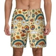 thumbnail image 1 of Kdxio Mushrooms And Rainbows Peace Print Men'S Swim Trunks With Compression Liner 7 Inch Inseam Quick Dry Swim Shorts, 1 of 7