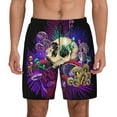 thumbnail image 1 of Kdxio Mushrooms And Skull Print Men'S Swim Trunks With Compression Liner 7 Inch Inseam Quick Dry Swim Shorts, 1 of 7