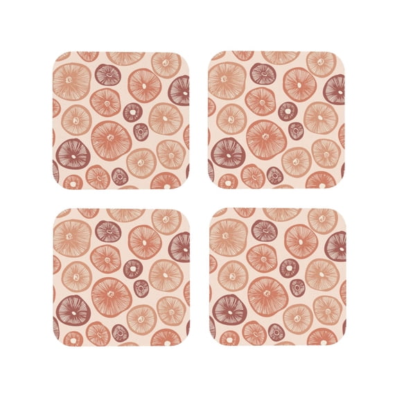 Kdxio Mushrooms2 Funny Coasters,4 Pcs Leather Coasters,Housewarming Gifts,Protect Furniture From Water Marks Scratch And Damage