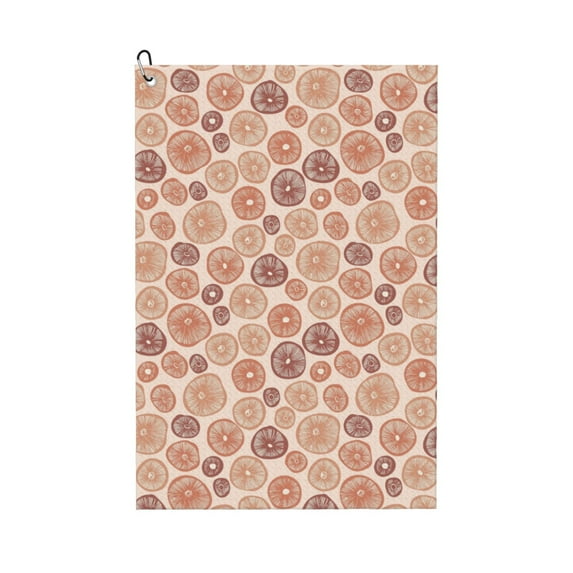 Kdxio Mushrooms2 Pattern Golf Towel (24" X 16") with Carabiner Clip - The Convenient Golf Cleaning Towel