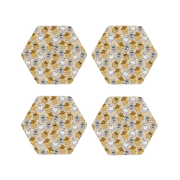 Kdxio Music Dancing Cat Funny Coasters,4 Pcs Leather Coasters,Housewarming Gifts,Protect Furniture from Water Marks Scratch and Damage