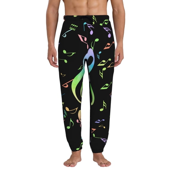 Kdxio Music Notes Pattern Joggers,Sweatpants for Men with Pockets-X-Large
