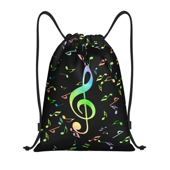 Kdxio Music Notes Print Drawstring Backpack Bag,Waterproof Draw String Back Sack, Gym Drawstring Bags Swim Bag For Unisex